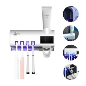 Suporte Dispenser Esterilizador Luz UV Escova e Pasta Dente