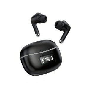 Fone de Ouvido Preto Sem Fio Bluetooth Touch Display LCD