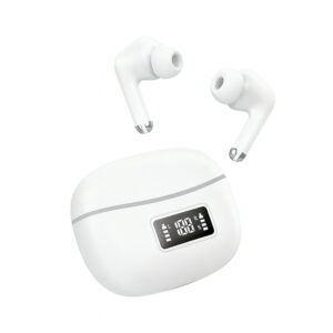 Fone de Ouvido Branco Sem Fio Bluetooth Touch Display LCD