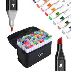 Kit Canetas Marcador Permanente Ponta Dupla 80 Cores + Bolsa