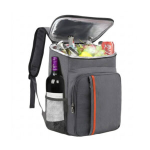 Mochila Térmica Cinza Viagem Impermeável Com Bolsos e Alças