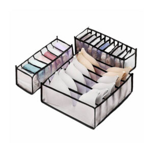 Kit 03 Organizador de Gavetas Dobrável Roupas Íntimas Sutiã