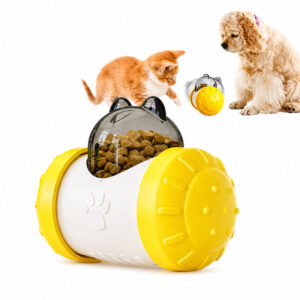Dispensador de Ração Pets Amarelo Interativo para Cães Gatos