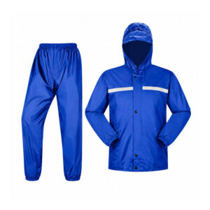 Capa de Chuva GG Impermeável Motoqueiro Azul Capuz e Viseira
