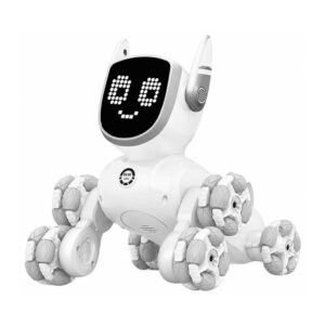 Robô Cão Rosa Interativo Controle Tela Led com Expressões
