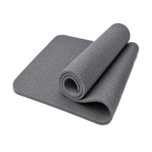 Tapete Cinza de Yoga Alongamentos Pilates Antiderrapante