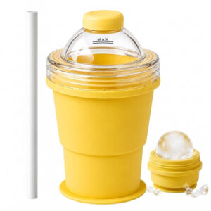 Copo Amarelo Dobrável de Silicone Forma para Esfera 5,8cm